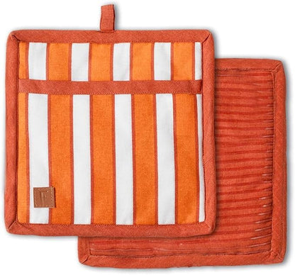 Folkulture Pot Holders for Kitchen | Pack of 2 Ribbed Soft Silicone Hot Pads by FOLKULTURE
