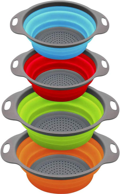 QiMH Collapsible Colander and Strainer Set of 4, Food-grade Sturdy Plastic Base by Qimh