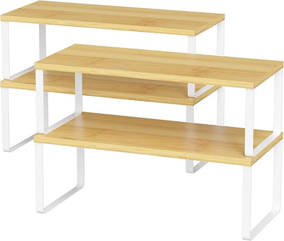 NEX Kitchen Cabinet and Counter Shelf Organizer, Stackable & Expandable by NEX