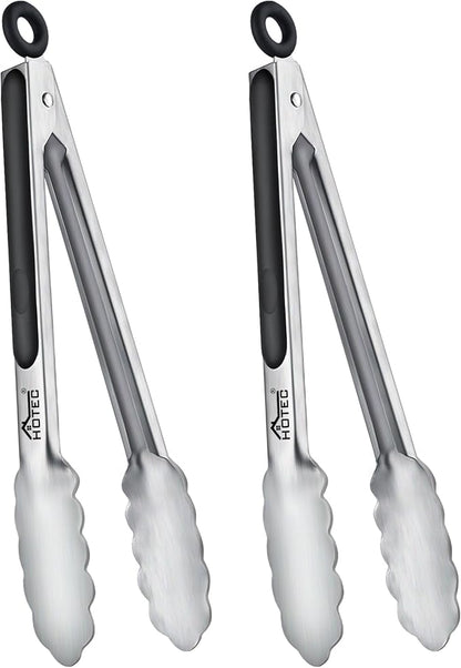 Hotec Stainless Steel Kitchen Tongs, Locking Metal Food Tongs by Hotec