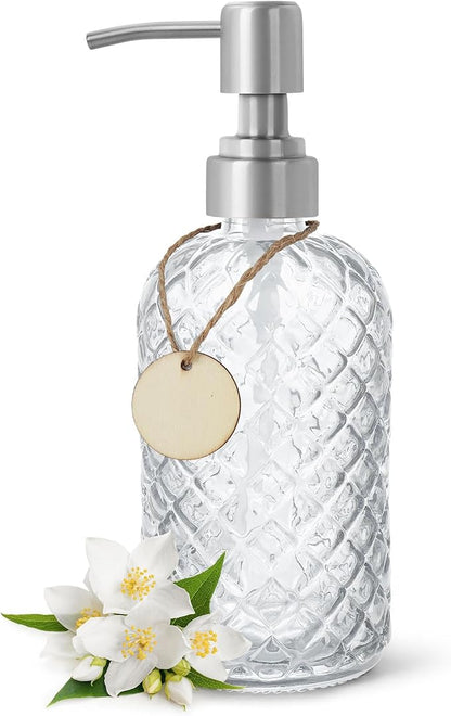 Gem-Patterned Glass Soap Dispenser by HomeandKitchenNO1