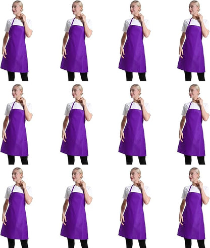 12 Pcs Purple Bib Bulk Aprons for Women Men Adult Girls Unisex by TSDSTORY