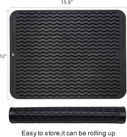ZLR 2 Pcs Silicone Dish Drying Mat & Heat Resistant Trivet - Image 2