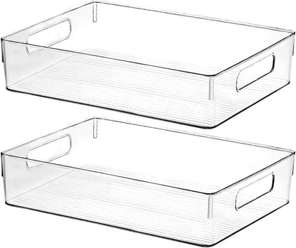 Clear Plastic Storage Bins, Large Fridge Organizer Plastic Bins, Pantry by ShelfShaper