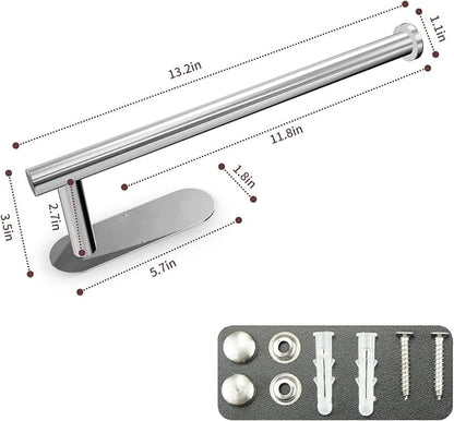 Paper Towel Holder with 2 Hooks-Under Cabinet Paper Towel Holder - Image 6