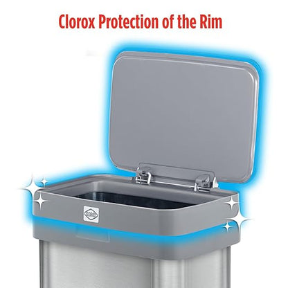 Clorox 13 Gallon Trash Can - 50L Kitchen Trash Can - Rectangular Stainless - Image 4