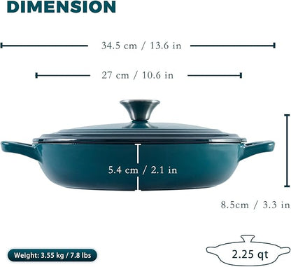 Flavehc Braiser Enameled Cast Iron Braiser 2.25 qt Braiser Pan - Image 3