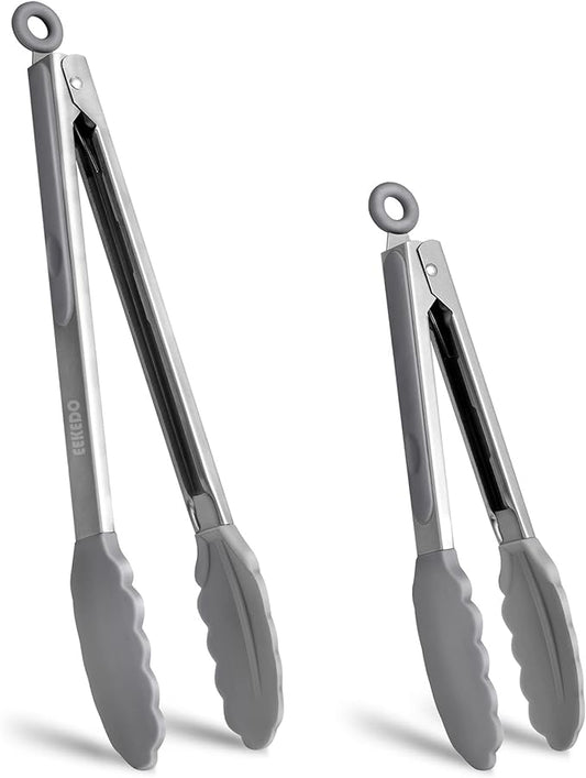Tongs for Cooking, 600ºF High Heat-Resistant Stainless Steel Kitchen Tongs by EEKEDO