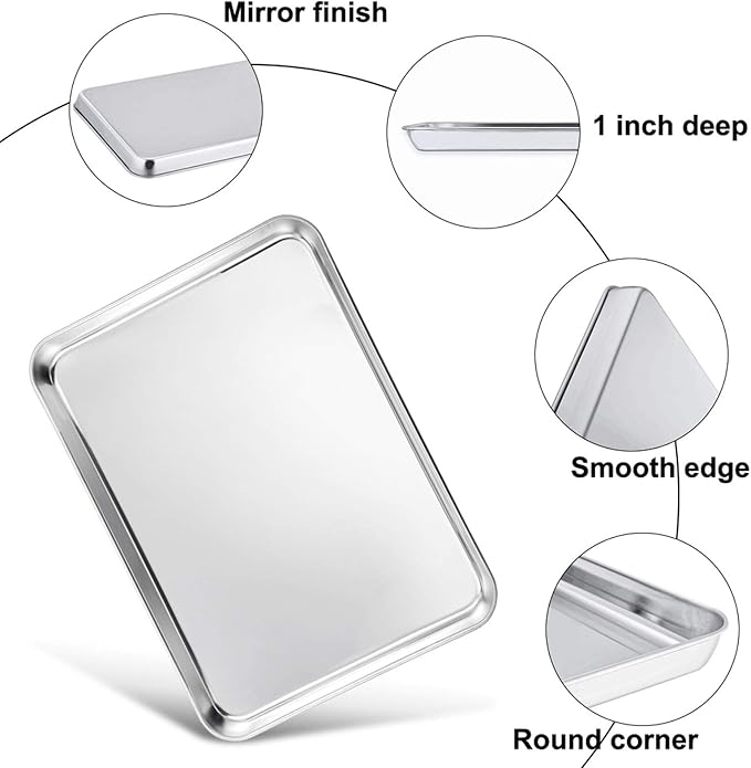 TeamFar Toaster Oven Pan, Stainless Steel Toaster Oven Tray Quarter Sheet Pan - Image 3