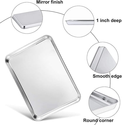 TeamFar Toaster Oven Pan, Stainless Steel Toaster Oven Tray Quarter Sheet Pan - Image 3
