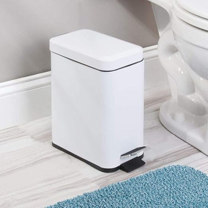 mDesign 5 Liter Rectangular Small Steel Step Trash Can Wastebasket, Garbage - Image 2