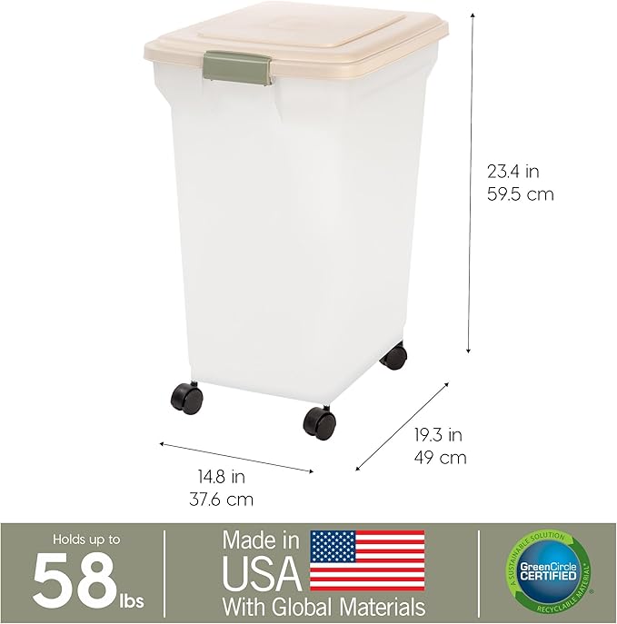 IRIS USA Dog Food Storage Container 58 lbs, Attachable Wheels, - Image 3
