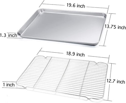 TeamFar Baking Sheet with Cooling Rack, Stainless Steel Half Size Cookie Sheet - Image 2