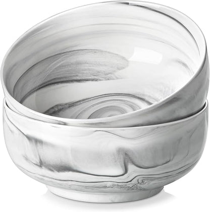 MALACASA Large Soup Bowls Set, 44 OZ Salad Bowl Cereal Bowl Set of 2, Marble by MALACASA