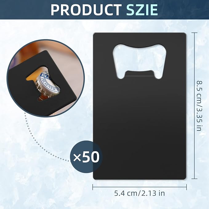 50 Pcs Stainless Steel Metal Card Beer Bottle Opener, DIY Party Favor Wedding - Image 2
