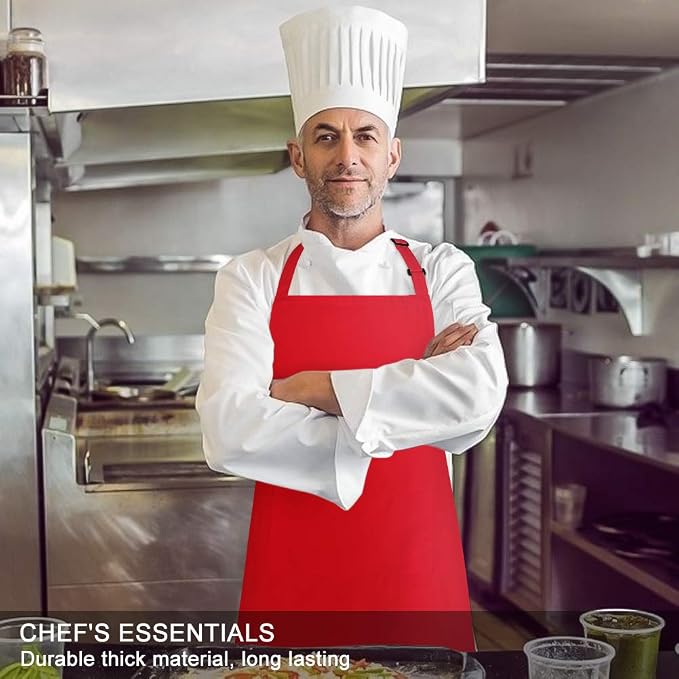 Jubatus 1 Pack Bib Aprons with 2 Pockets Cooking Chef Kitchen Apron - Image 4