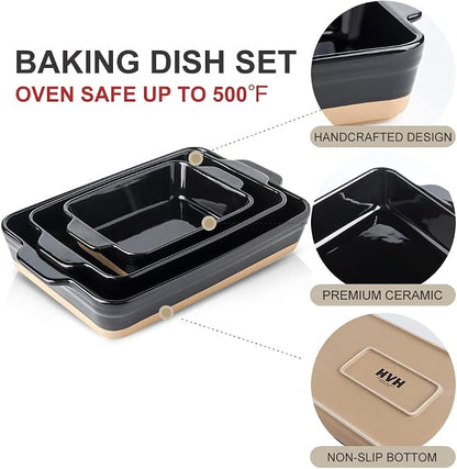HVH Baking Dish Set, 9x13 Baking Dish, Ceramic Lasagne Pan Deep, Large - Image 6