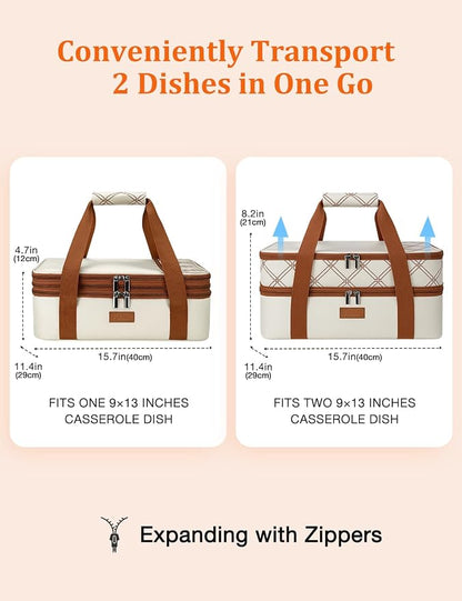 ​Vuudh Expandable Casserole Carrier Bag, Double Deckered Insulated Food Bag - Image 3