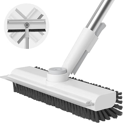 Floor Scrub Brush with Long Handle, 3 in 1 Scrape and Heavy-Duty Stiff Bristle by AIRU