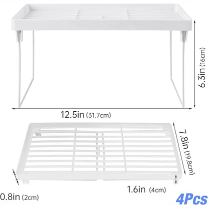 NiHome 4-Pack Stackable Plastic Kitchen Storage Shelf Foldable Rack - Image 6