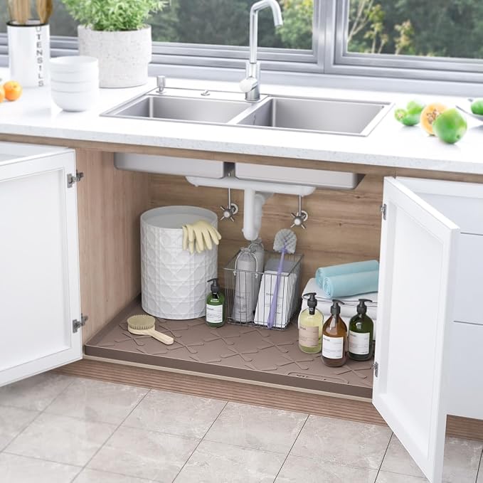 SIKADEER Waterproof Under Sink Mat 22x19, Raised Edge Silicone Mat Under Sink - Image 2