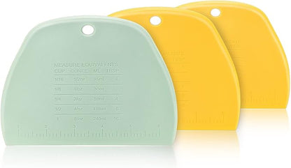 Dough Scraper Bench Scraper for Baking, 3 Pieces Food Safe Plastic by COLGRE