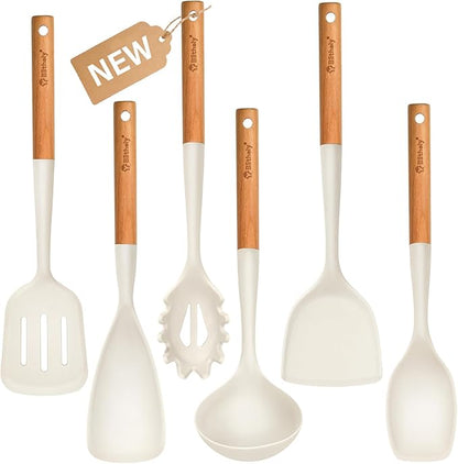Large Silicone Kitchen Utensils Set, Heat Resistant and BPA Free Silicone by Blithely