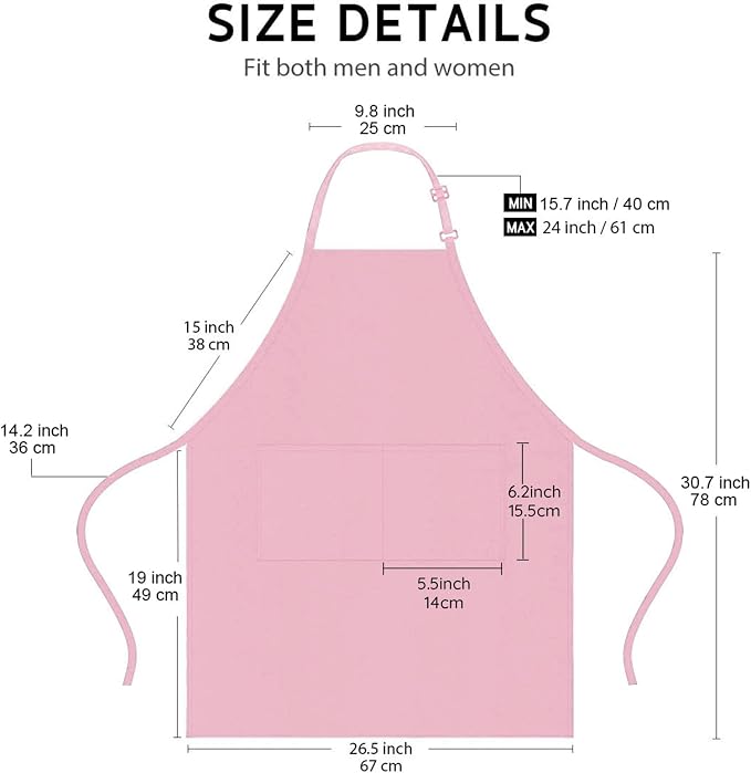 4 Packs Chef Apron with 2 Pockets, Waterproof Adjustable Apron - Image 6