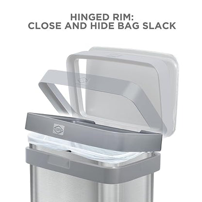 Clorox 13 Gallon Trash Can - 50L Kitchen Trash Can - Rectangular Stainless - Image 3