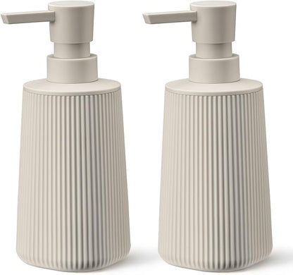 Beige 2 Pack Hand Soap Dispensers Set by zuxzmj