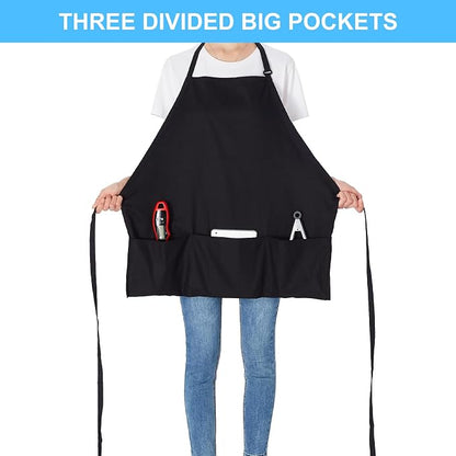 Jubatus 2 Pack 3 Pockets 100% Cotton Adjustable Bib Apron Chef Kitchen Cooking - Image 2