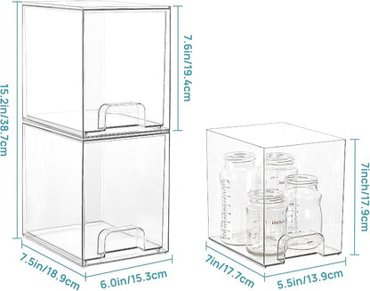 Vtopmart 7.6" H Clear Stackable Storage Drawers, 4 Pack Plastic Organizers Bins - Image 2