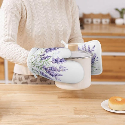 Oven Mitts and Pot Holders Lavender Watercolor Flower Floral Silicone Kitchen - Image 7