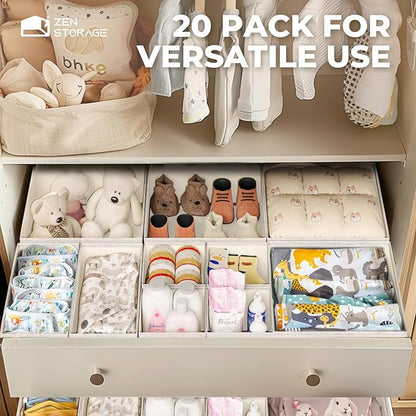 Cotton Linen Drawer Organizers for Baby Clothes, Premium Foldable Storage Bins - Image 5