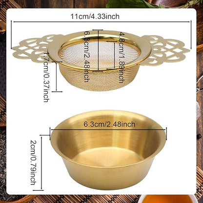 2 Pack Tea Strainers with Drip Bowls Stainless Steel Mesh Tea Infusers Loose - Image 3
