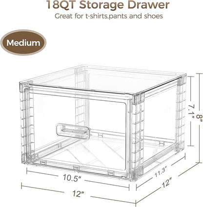 Vtopmart 2 Pack 18QT Clear Stackable Storage Drawers, Easily Assemble Closet - Image 2