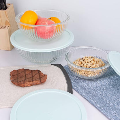 Luvan Glass Mixing Bowls with Lids Set, Large Salad Bowls Sets with lids - Image 7