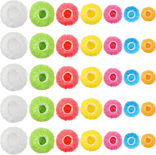 175Pcs 7 Colors Reusable Elastic Food Covers, Sublaga 7 Sizes Plastic Bowl by Sublaga