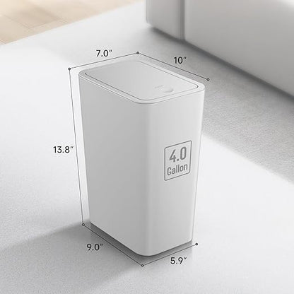 TIPGO Bathroom Trash Can with Lid, 4 Gallon / 15 Liter Small Garbage Can - Image 6