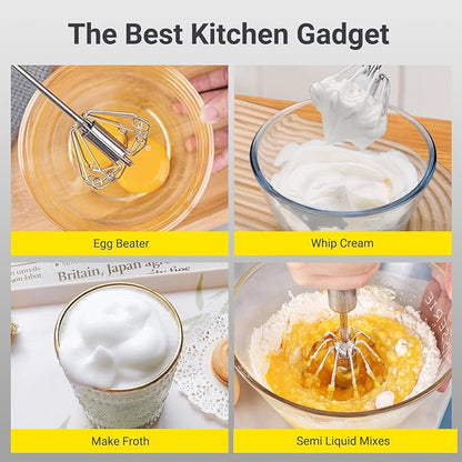 Egg Whisk, Upgraded Stainless Steel Semi Automatic Whisk, Hand Wisk Egg Beater - Image 7