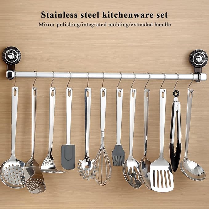 Kitchen Cooking Utensils Set 26 Pieces, Stainless Steel Heavy Duty Sturdy - Image 3
