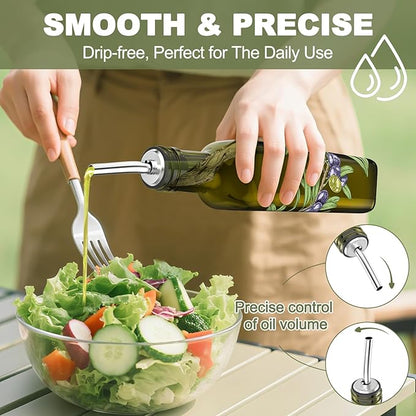COOLMI Oil and Vinegar Dispenser Set - 17oz/500ML Premium Glass Olive Oil - Image 3