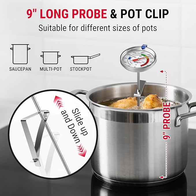 TempPro Candy Thermometer with Pot Clip, Fryer Cooking Thermometer fo Chocolate - Image 4