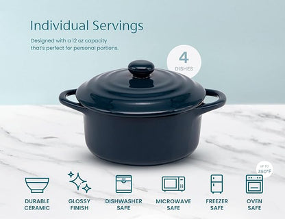 Kook Ceramic Mini Cocotte Set, Small Casserole Dishes - Image 7