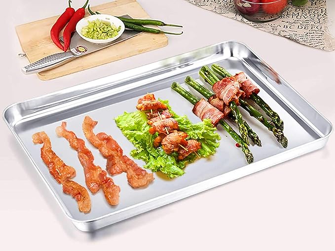 TeamFar Baking Sheet, Stainless Steel Baking Pan Cookie Sheet, Healthy & Non - Image 2