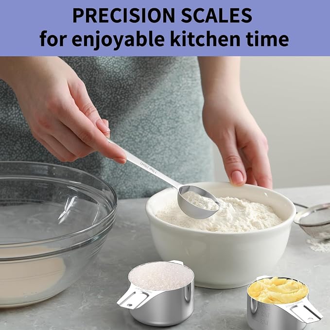 Stainless Steel Measuring Cups and Spoons Set, 6 Stainless Steel Measuring Cups - Image 3