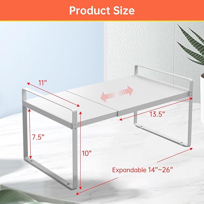 Expandable Cabinet Organizer 14"~25", Kitchen Shelf Organizer Spice Rack 11” - Image 5