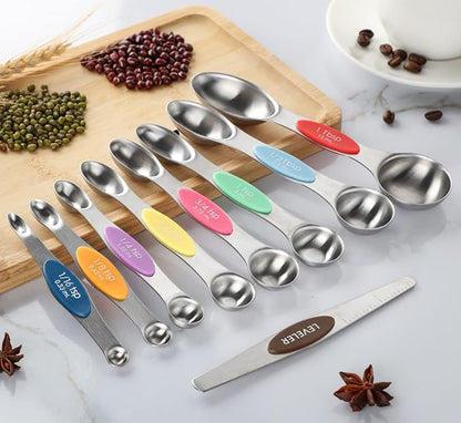 Magnetic Measuring Spoons Set of 9 Dual Sided Stainless Steel Measuring Spoons - Image 3