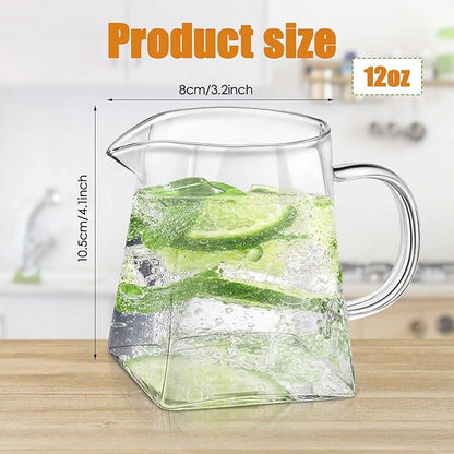 Leinuosen 2 Pcs Glass Pitcher Elegant Shaped Glass Tea Pitcher Coffee Milk - Image 2