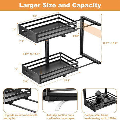 Under Sink Organizer, 2 Tier Under Sink Organizers and Storage, Adjustable - Image 4